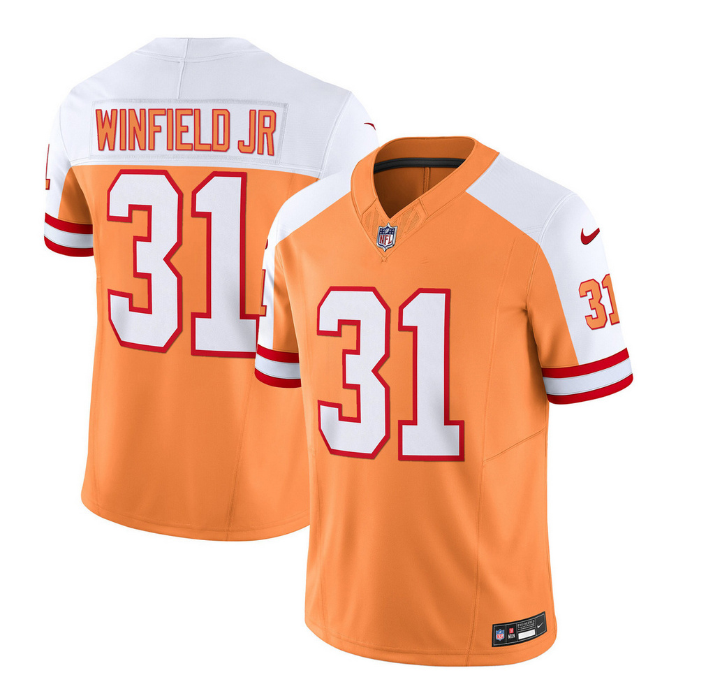 Men's Tampa Bay Buccaneers #31 Antoine Winfield Jr. 2023 F.U.S.E. White/Gold Throwback Limited Football Stitched Jersey